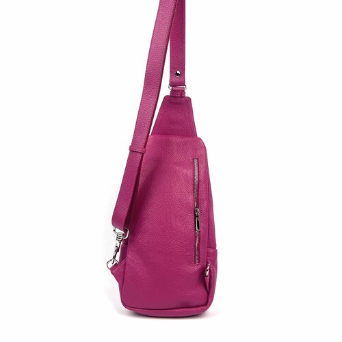 Fuchsiaroze leren crossbody sling bag