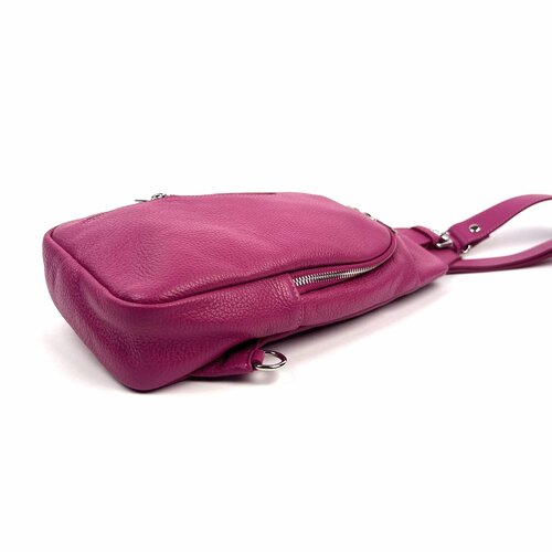 Fuchsiaroze leren crossbody sling bag