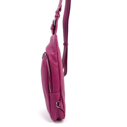 Fuchsiaroze leren crossbody sling bag