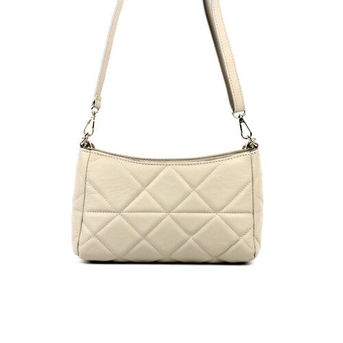 Beige quilted schoudertas / baguette tas met ketting