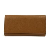 Leren portemonnee met overslag cognac