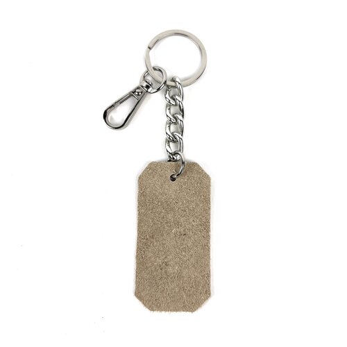 Taupe leren sleutelhanger met ketting