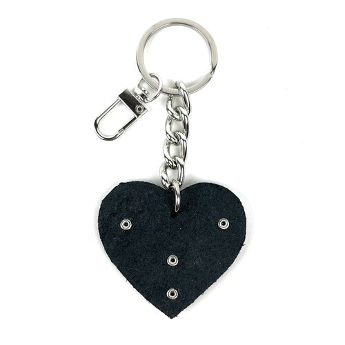 Sleutelhanger met ketting en zwart hartje
