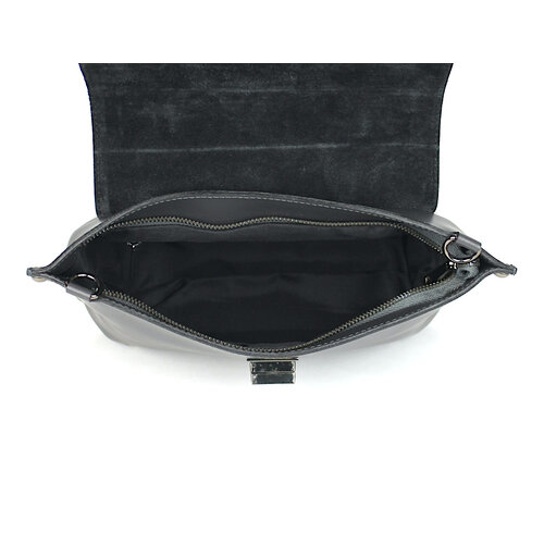 Antracietgrijze leren tas met hoekringen - B-keus Antracietgrijze leren tas met hoekringen - B-keus