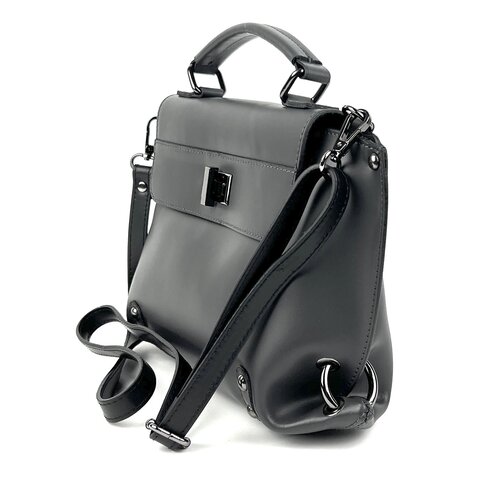 Antracietgrijze leren tas met hoekringen - B-keus Antracietgrijze leren tas met hoekringen - B-keus