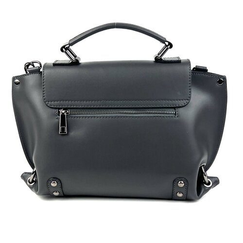 Antracietgrijze leren tas met hoekringen - B-keus Antracietgrijze leren tas met hoekringen - B-keus