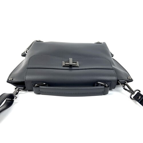 Antracietgrijze leren tas met hoekringen - B-keus Antracietgrijze leren tas met hoekringen - B-keus