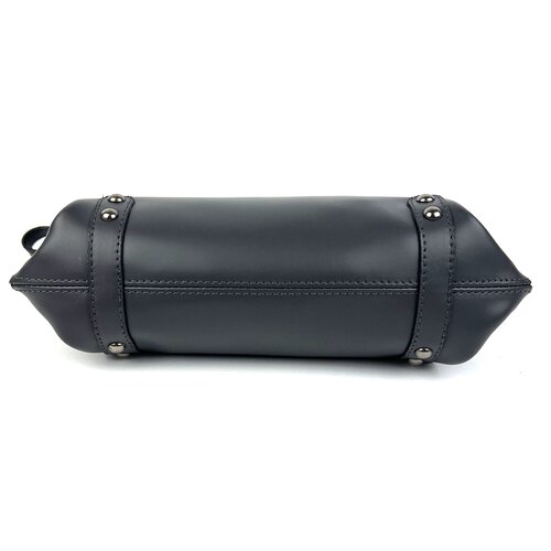 Antracietgrijze leren tas met hoekringen - B-keus Antracietgrijze leren tas met hoekringen - B-keus