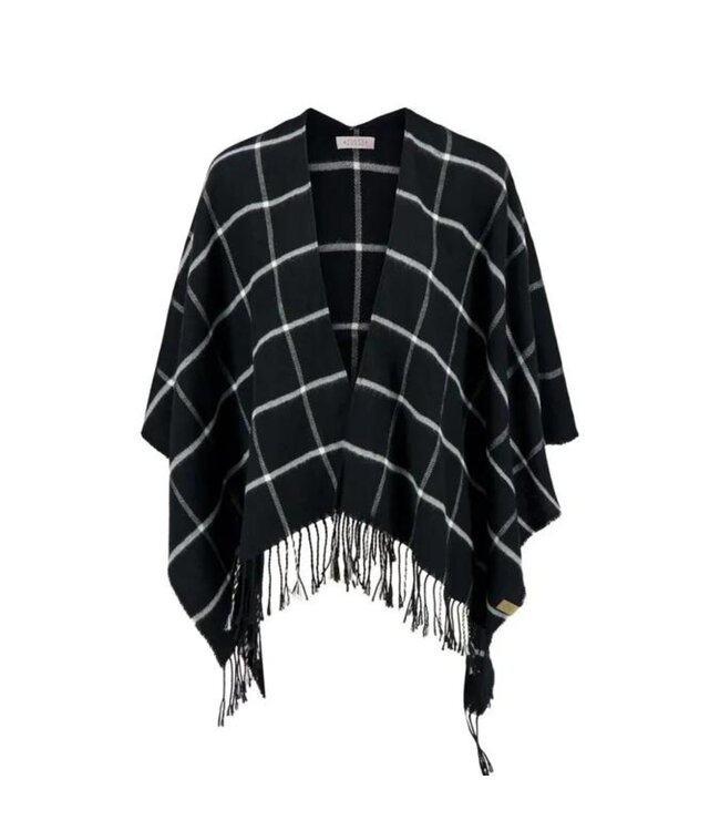 Zusss Poncho Ruit - Zwart-Zand