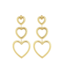 Color Club Oorbellen Triple Heart - Goud