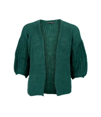 Black Colour Casey Puff Sleeve Cardigan - Deep Green