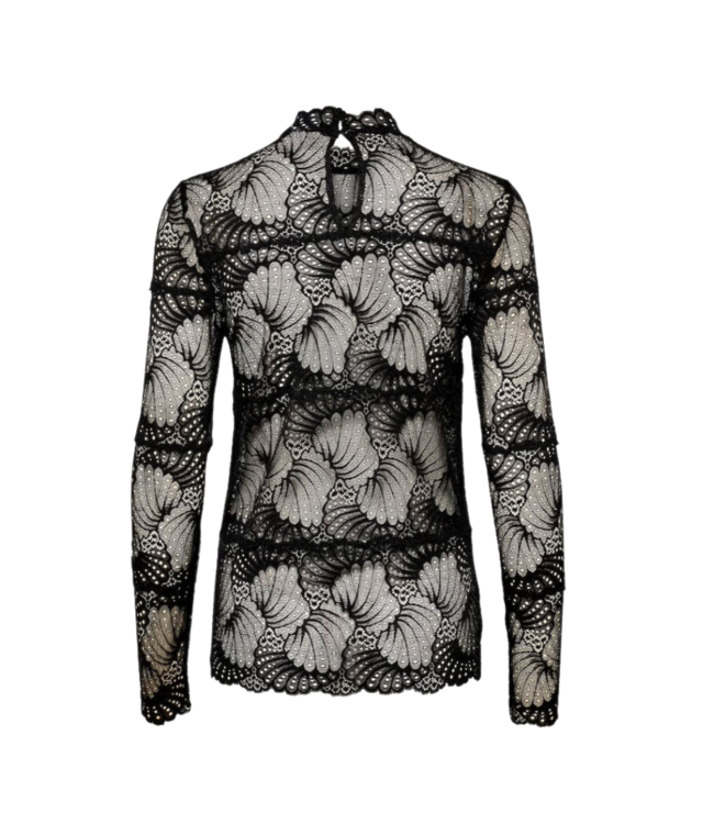Saint Tropez Daisy Longsleeve Blouse - Black