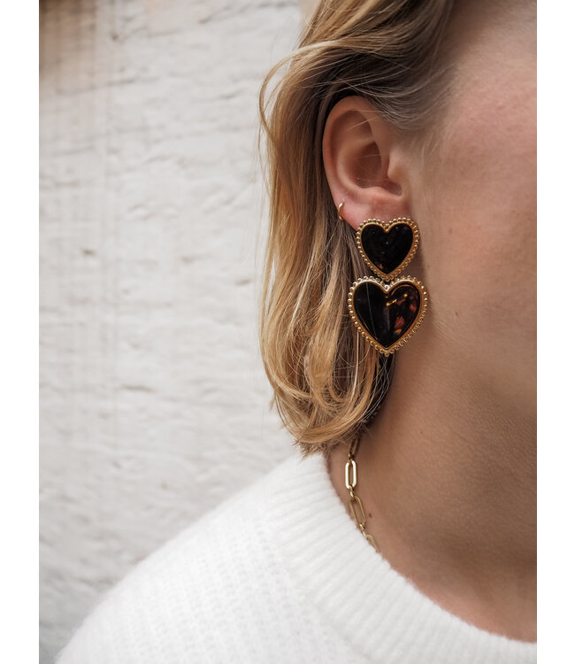 Color Club Oorbellen Rosa - Gold/Black