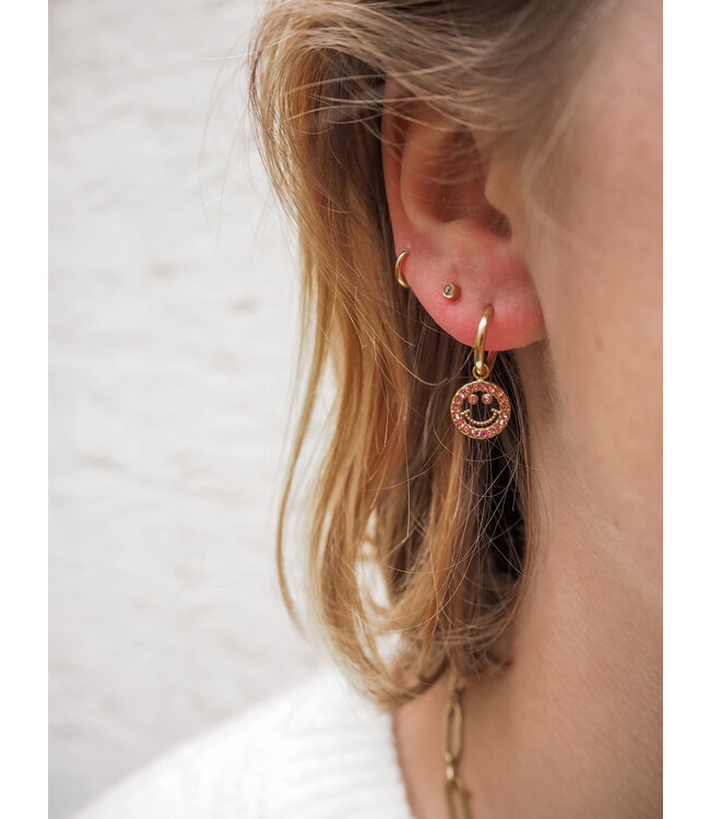 Color Club Oorbellen Smiley - Pink/Gold