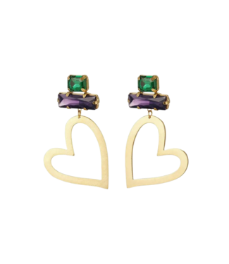 Oorbellen Diamond - Purple/Green