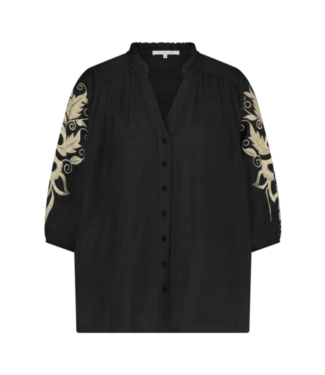 Nukus Tina Blouse Embroidery - Black