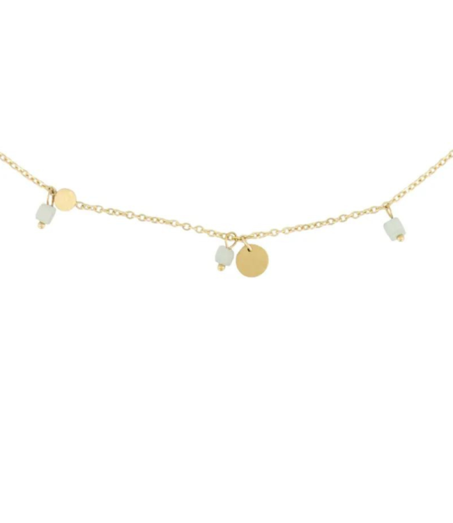 Zusss Ketting met Rondjes - Saliegroen/Goud