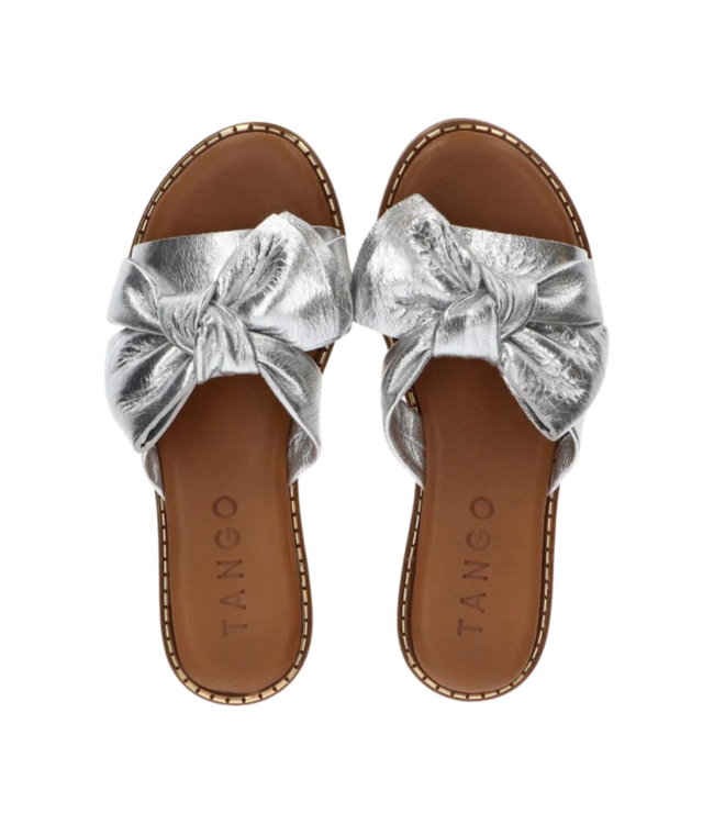 Tango Audrey Bow Slipper - Metallic Silver