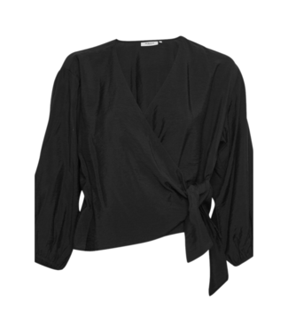 Moss Copenhagen Audia 3/4 Wrap Top - Black