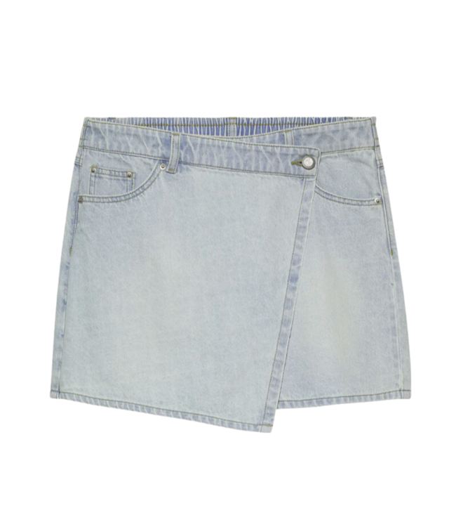 Catwalk Junkie Denim Wrap Shorts - Washed Blue