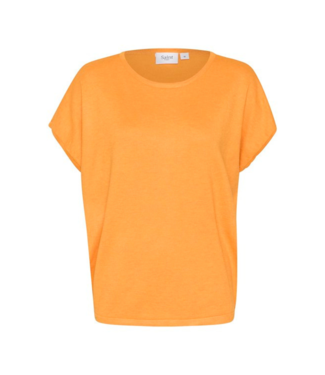 Saint Tropez Mila R-Neck Short Sleeve Pullover - Apricot Melange