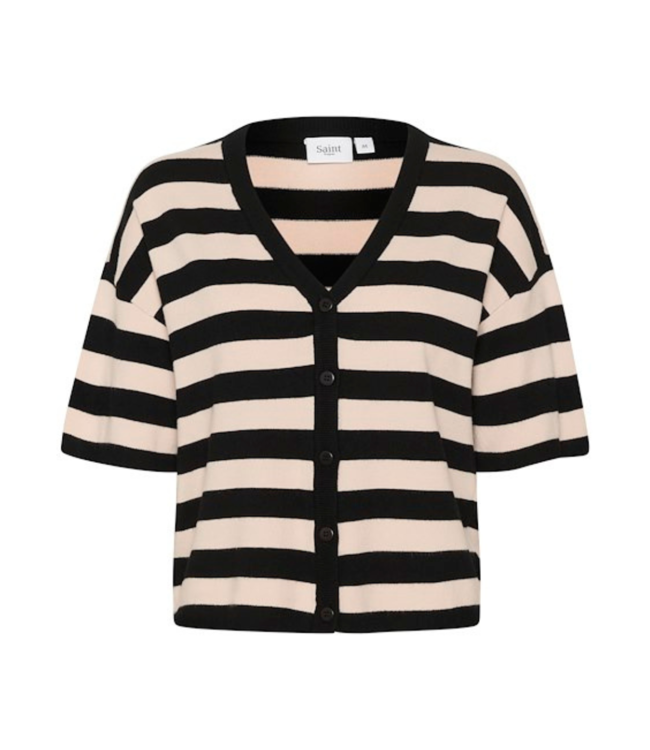 Saint Tropez Fikam Striped Cardigan - Black