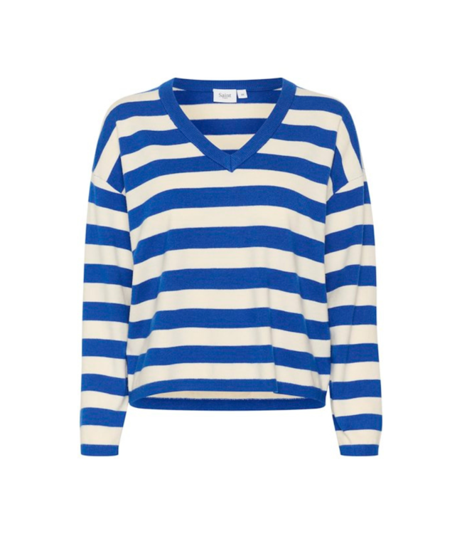 Saint Tropez Fikam V-Neck Pullover - Surf Blue