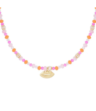 Ketting Pink Lips - Multi/Gold