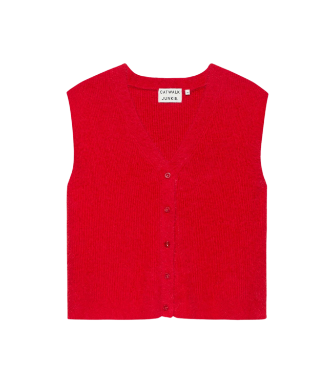 Catwalk Junkie V-Neck Button Up Spencer - Ribbon Red