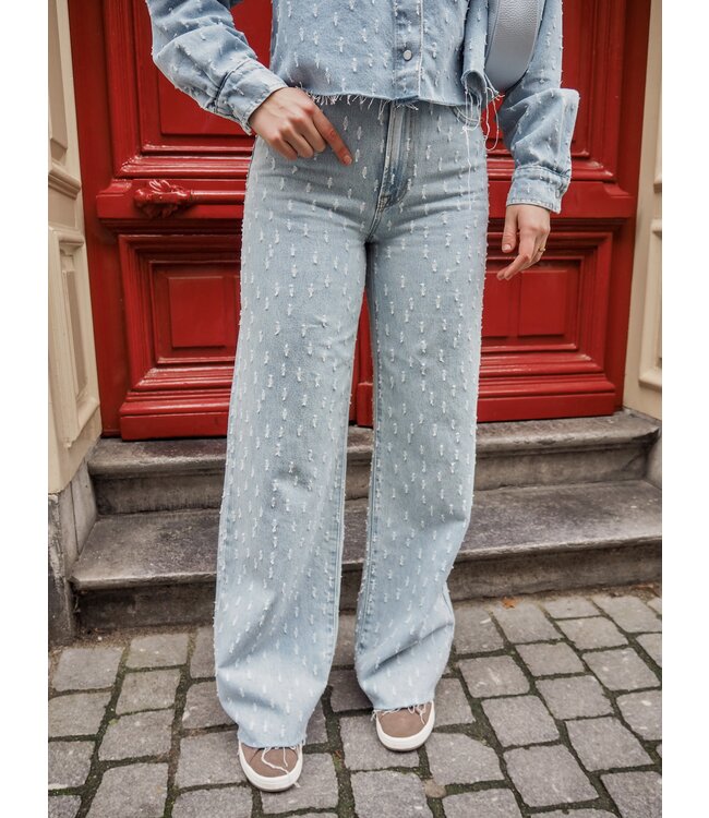 Catwalk Junkie Loose Fit Jeans with Textured Fabric - Blue