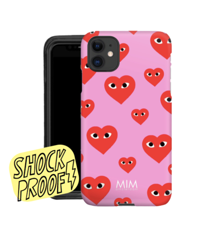 MIM Amsterdam Shockproof Case Stunning Hearts - Pink/Red