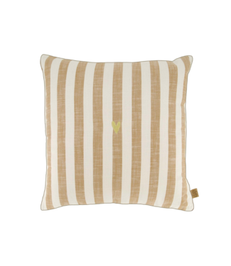 Zusss Kussen Hartje Streep 45x45cm - Zand/Camel