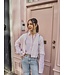 Zusss Blouse Streep Diagonaal Accent - Wit/Lichtroze