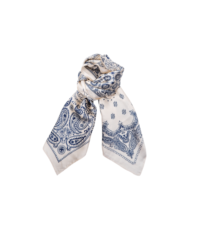 Black Colour Paisley Mini Scarves - Blue