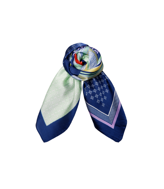Black Colour Romina Mini Scarves - Blue Multi