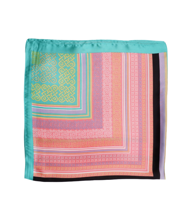 Black Colour Romina Mini Scarves - Green Multi