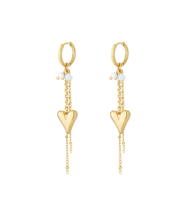 Color Club Oorbellen Heart Drop - Gold/Blue