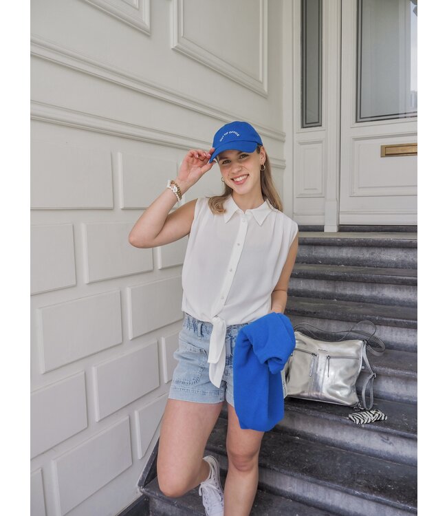 Catwalk Junkie Sleeveless Blouse with Lash - Off White