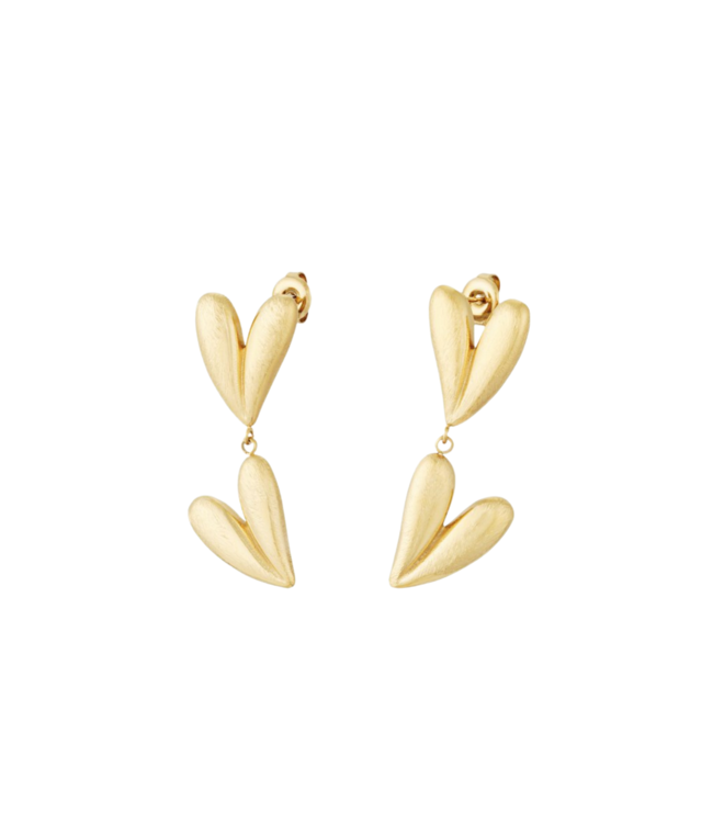 Color Club Oorbellen Double Heart - Gold