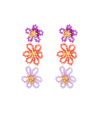 Oorbellen Flower Party - Orange/Purple