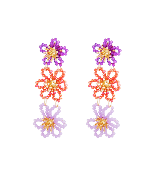 Color Club Oorbellen Flower Party - Orange/Purple