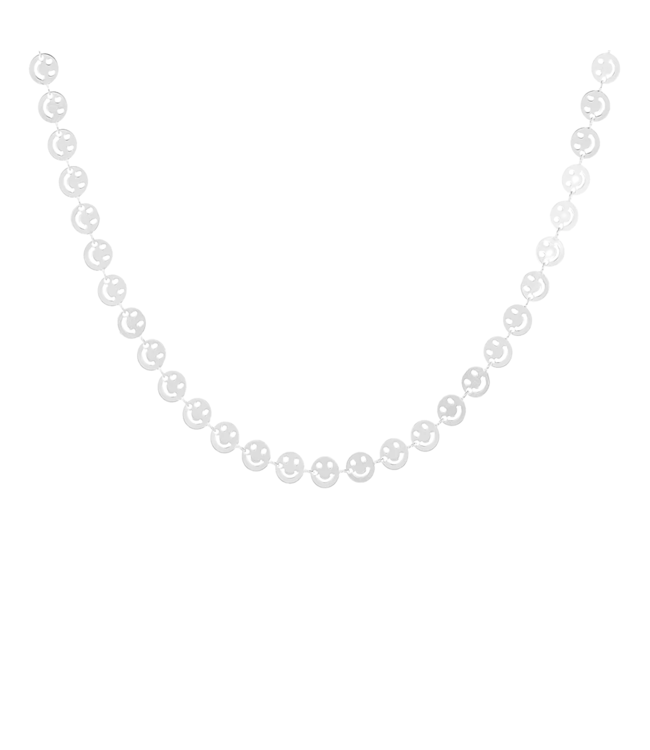 Oozoo Timepieces Ketting Smiley - Silver