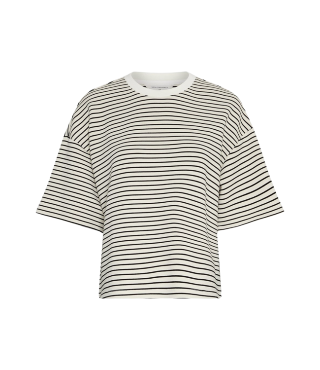 Moss Copenhagen Nilda Ima Q Short Sleeve Sweatshirt - Oatmeal/Black
