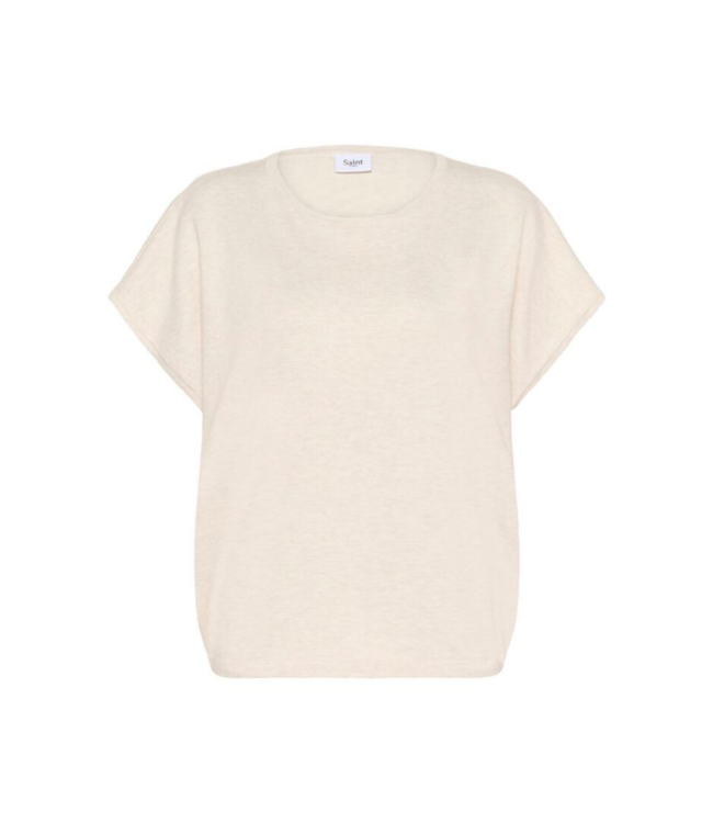 Saint Tropez Mila R-Neck Short Sleeve Pullover - Fog Melange