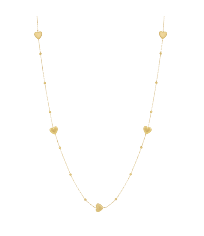 Color Club Ketting Long Heart Charms - Gold