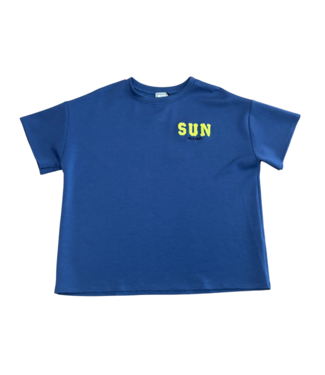 Marijn Oversized Shirt - Jeansblauw/Geel
