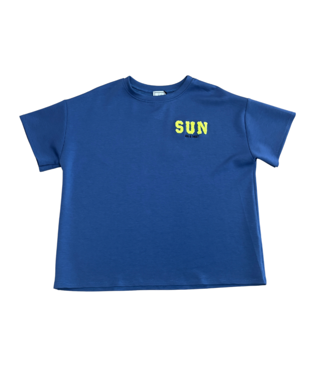 Color Club Marijn Oversized Shirt - Jeansblauw/Geel