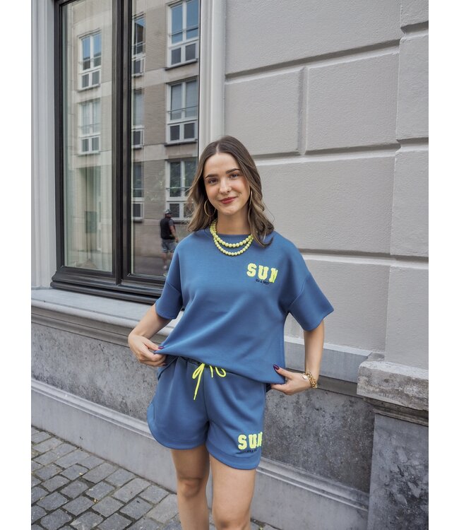 Color Club Marijn Broekje - Jeansblauw/Geel