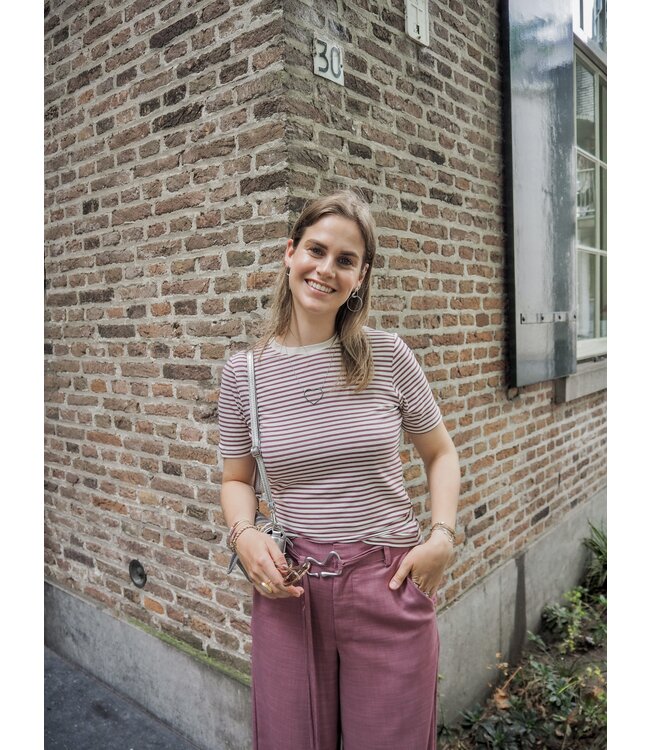 MbyM Julie T-Shirt - Rose Brown Sugar Stripe