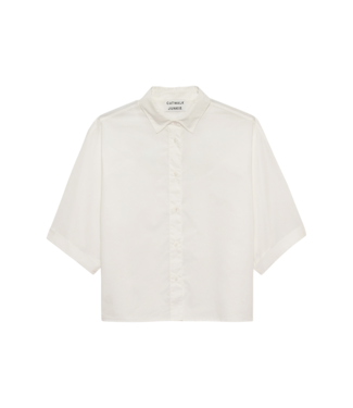 Catwalk Junkie Short Sleeve Blouse with Open Back - Off White